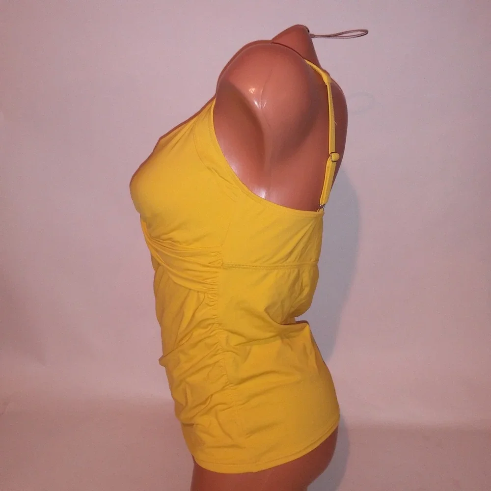 Lands End Swim Tankini Top Size 8 Solid Yellow Removable Padding Underwire
